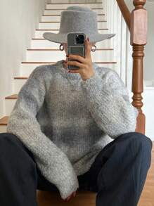 Dazy-Less 女式全身印花圆领长袖毛衣、长袖上衣、秋季女装 - 淺灰色 - 查看 13