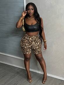 Slaydiva Shorts sexys y elegantes de estampado de leopardo para mujer, modelo nuevo 2024