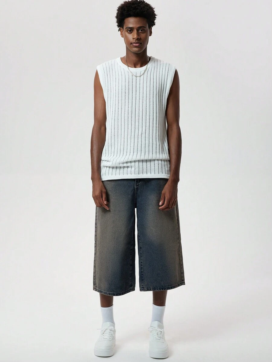 Forever 21 Men's Open Knit Lightweight Fluffy Sweater Vest In - White - View 1