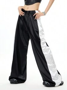 SHEIN EZwear Quần thể thao thẩm mỹ Y2K phong cách đường phố mát mẻ dành cho nữ cổ điển - màu đen - Xem 6