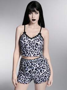 ROMWE Hippie 豹紋全印花女士無袖睡衣套裝