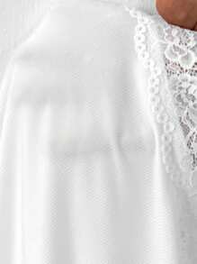 SHEIN EZwear Dành cho nữ cỡ lớn màu đen Ice Silk Vải dệt kim có gân, viền ren màu trơn, quần short đi xe đạp cạp cao thông thường phù hợp cho mọi trận đấu để mặc hàng ngày - trắng - Xem 6