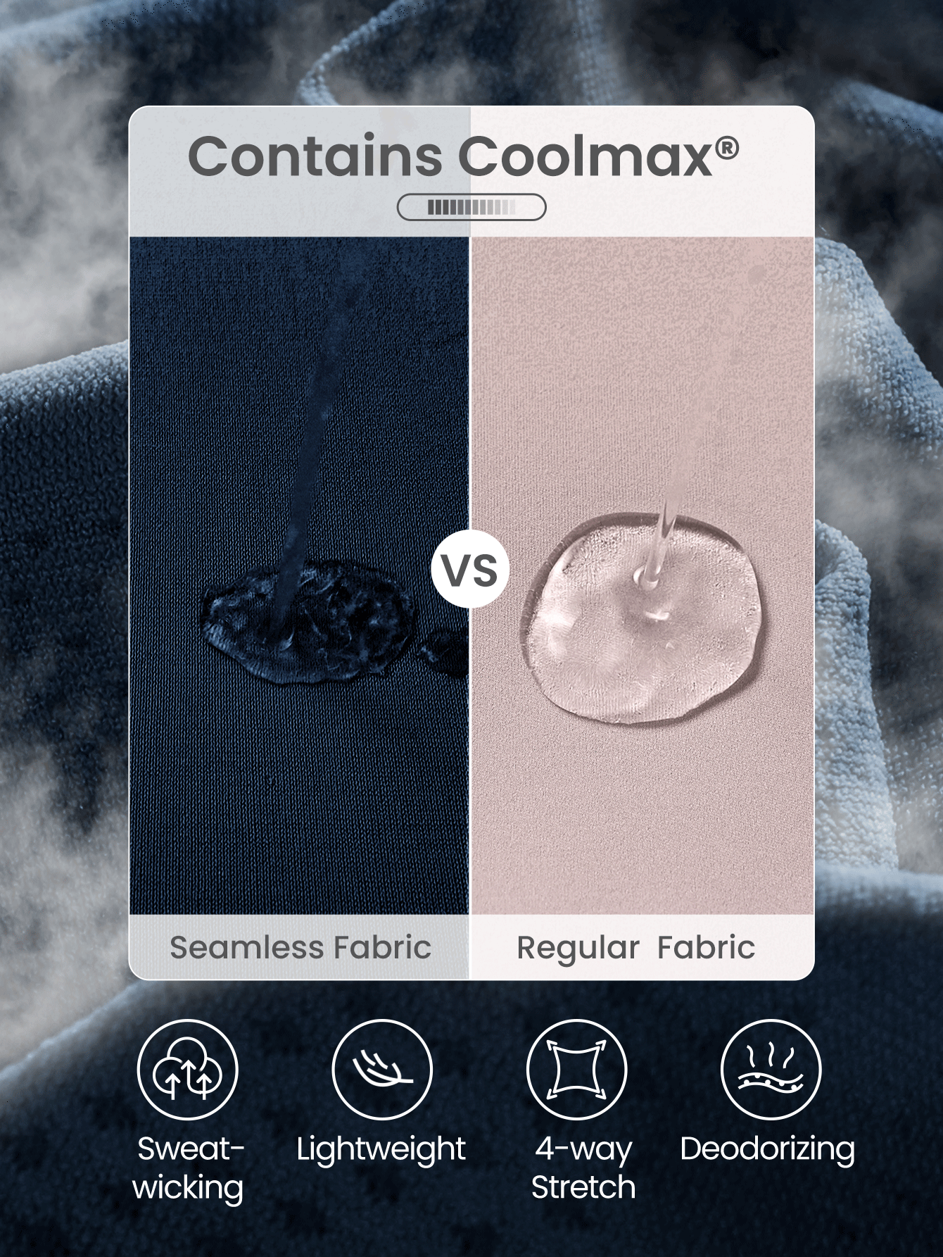 GLOWMODE 無縫修身長袖上衣,髖部長度,排濕抗菌透氣輕盈 - Dark Blue - 查看 2