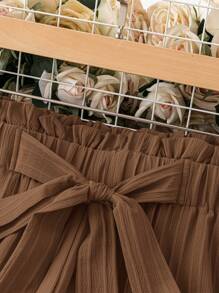 SHEIN LUNE 女式休閒素色直筒寬腿褲配腰帶