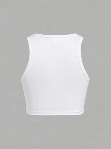 SHEIN Girlism 2pcs Tween Girls' Casual Comfortable Sleeveless Top And Utility Pants Set With Halter - Red - View 8