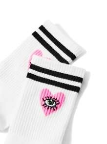 Maria Clara Maia Artist Sport Striped Eye Pattern Casual Mid-Calf Socks, For Holiday, Workout