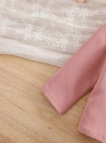 SHEIN Baby Girl Fashionable Cute Simple Color Suit Jacket & Pleated Skirt Suspender Vest Set - Pink - View 5