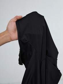 Easithlete 女士純色拉鍊連帽長袖日常健身運動外套 - 黑色 - 查看 10