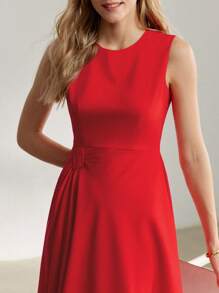 MOTF PREMIUM 純色無袖喇叭下擺連身裙