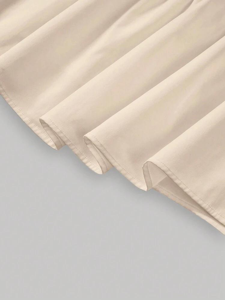 SHEIN MOD Saia de Cintura Alta de Cor Sólida Feminina com Bainha Plissada - Damasco - Visão 3