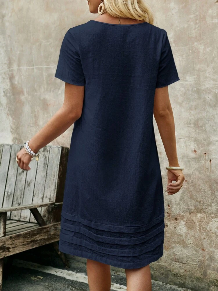 Ladies' Solid Color Simple Daily Short Sleeve Dress