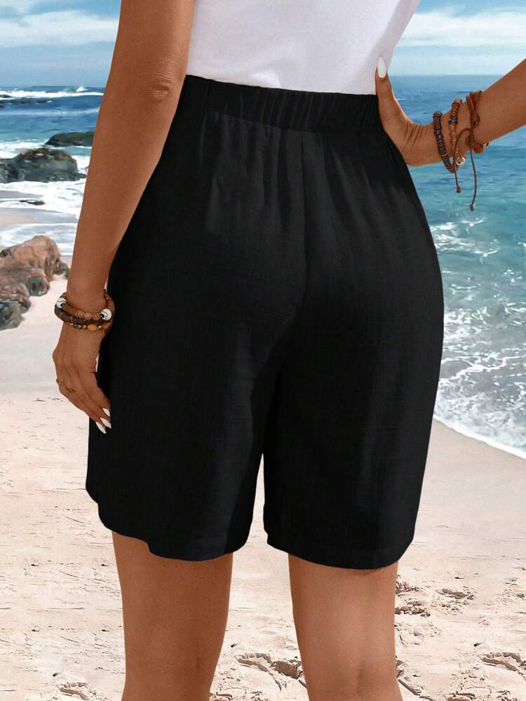 Women's Casual Rural Linen Button Shorts For Summer