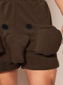 FeverCity Quần short nam 3D thân voi màu trơn - Cà phê nâu - Xem 3