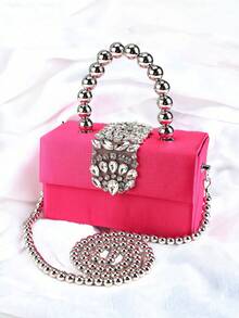 Ví cầm tay buổi tối dành cho nữ thanh lịch thời trang, túi đeo vai, dây đeo vai đính cườm, kim loại bạc lấp lánh, trang sức kim cương, kim cương lớn, thích hợp cho các bữa tiệc, họp mặt, đám cưới, vũ hội tốt nghiệp, tiệc, hẹn hò. - Nhiều màu - Xem 6