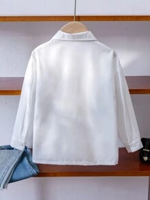 SHEIN Áo cánh thường ngày họa tiết hoa 3D cho bé gái màu trắng, thích hợp mặc hàng ngày, hoạt động ngoài trời, mùa xuân/hè - Màu xanh lam - Xem 2