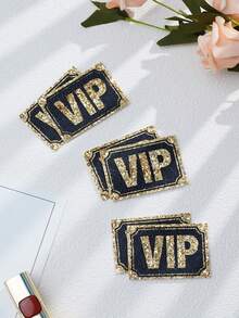 3 Pairs Glitter Decorative Word Breast Stickers