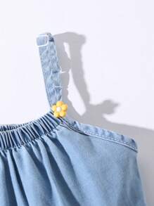 Baby Girls' Casual Cute Denim Overalls - Light Wash - View 3