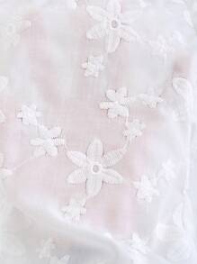 Sweetra Áo sơ mi dài tay màu trơn thêu hoa phong cách thường ngày mùa xuân/thu Y2K - trắng - Xem 6