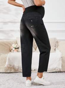 SHEIN Verstelbare taille, rechte pijpen, casual zwangerschapsjeans, veelzijdig