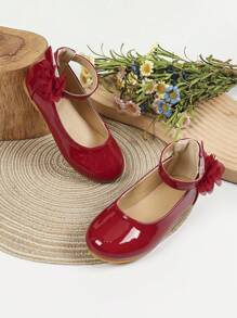 女孩時尚羅馬扁跟舞鞋，舒適的校園和戶外鞋 - 酒紅色 - 查看 5