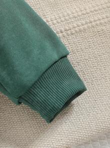 嬰兒女孩編織復古獅徽夾克外套，休閒服裝 - 綠色 - 查看 6