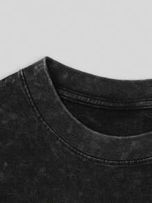 ROMWE MEN Anime 男士炒菜图案短袖T恤，适合春夏季日常穿着、学校穿着、2000年代风格 - 黑色 - 查看 8