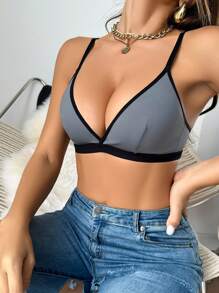 Ladies' Color Block Spaghetti Strap Bra, Wire-Free, 1pc - Multicolor - View 4
