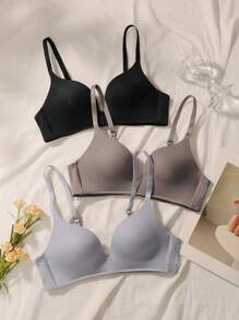3入組素色無鋼圈文胸 - 彩色 - 查看 5