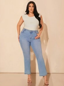 SHEIN BAE 大碼女士黑色彈力針織無袖露背連體襯衫 - 杏色 - 查看 5