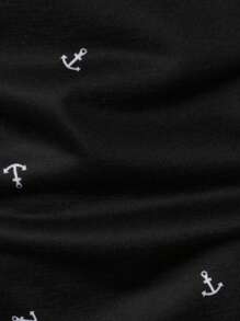 Calvornis Men's Summer Anchor Striped Short Sleeve Casual/Commute Polo Formal Shirt, Ceremony - Black - View 5
