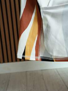 Slaydiva Commuting & Casual Plus Size Women's Printed Multicolor Suit Jacket And Casual Shorts Two-Piece Set - Multicolor - View 11