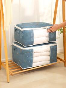 1 pieza Bolsa de almacenamiento de edredones para el hogar, caja de almacenamiento de ropa, bolsa de almacenamiento a prueba de polvo con gráficos de dibujos animados para el armario, bolsas de almacenamiento de edredones con asa, caja de clasificación de ropa resistente al polvo y de uso múltiple para el hogar (azul marino)- Decoraciones de otoño, decoración festiva, decoración de habitación, decoración del hogar, decoración de dormitorio, decoración navideña para regalar en días festivos