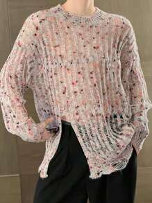 Claim Dot Men Marled Knit Distressed Sweater For Dailywear - Multicolor - View 1