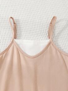 SHEIN Mono de tirantes de espagueti de punto de bloque de color para niñas preadolescentes - Multicolor - Ver 7