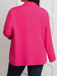 SHEIN Unity Plus Size Solid Color Shawl Collar Casual Long Sleeve Blazer Graduation,Back To School,Teacher Outfits For Women - Hot Pink - View 2