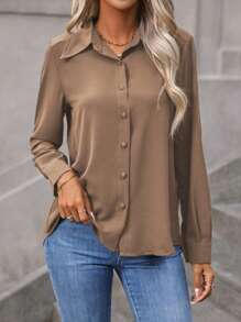 EMERY ROSE Men's Solid Color Long Sleeve Casual Shirt, Spring/Summer/Fall,Long Sleeve Tops