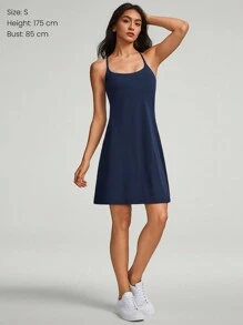 GLOWMODE FeatherFit™-Air Peekaboo Adjustable Racerback Square Neck Pocket Anti-Slip Powerful Dress With Built-In Shorts Light Support Low Impact Yoga Studio Summer Quick Dry Moisture Wicking