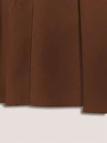 RosyDaze Solid Color Simple Pleated Skirt, Daily Casual Wear Maxi Women Outfit Fall Cloth For Women