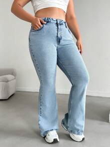 RueChic Hoch taillierte Schlaghose für Frauen mit großen Größen