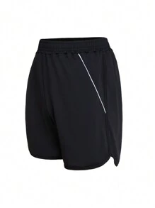 Teen Boys' Athletic Black Sleeveless Vest And Shorts Set With Fashionable & Cool Printed Patterns For Basketball, Soccer, Running, Cycling, Hiking And Fitness - Black - View 8