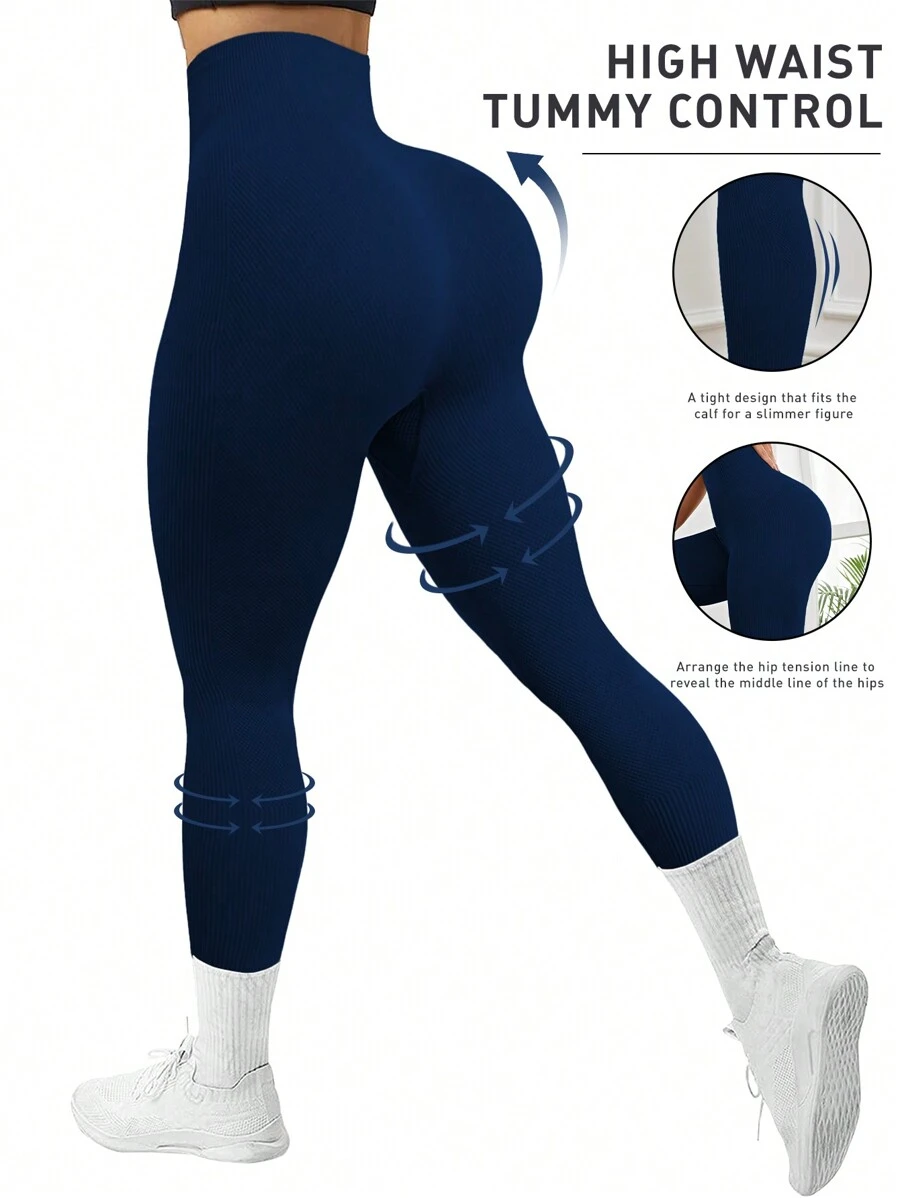 Slayform Leggings deportivos con control de abdomen para mujer - Azul Marino - Ver 1