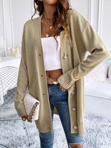 SHEIN Unity Khaki Strappy Button Front Shirt - Khaki - View 5