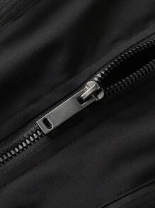 Manfinity Roghcode Men's Solid Color Hooded Zipper Casual Long Sleeve Jacket - Black - View 8