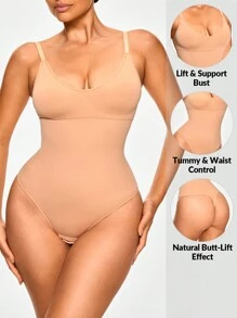 SHEIN Shape Seamless Shapewear Bodysuit, Body Shaper, Tummy Waist Control Bust & Butt Lifter With Adjustable Straps