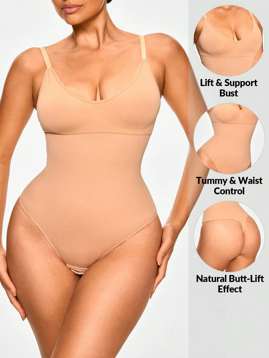 SHEIN Shape Seamless Shapewear Bodysuit, Body Shaper, Tummy Waist Control Bust & Butt Lifter With Adjustable Straps