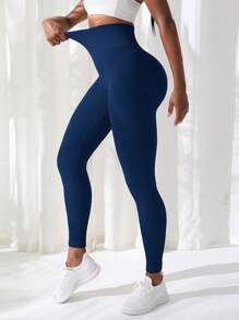 Slayform Leggings deportivos con control de abdomen para mujer - Azul Marino - Ver 2