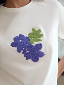 MOTF PREMIUM ÁO THÊU TAY NGẮN MẪU HOA - trắng - Xem 3