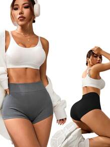 SHEIN Sports سروال رياضي من الصوف الخالص بتصميم الضلع - متعدد الألوان - مشاهدة 1