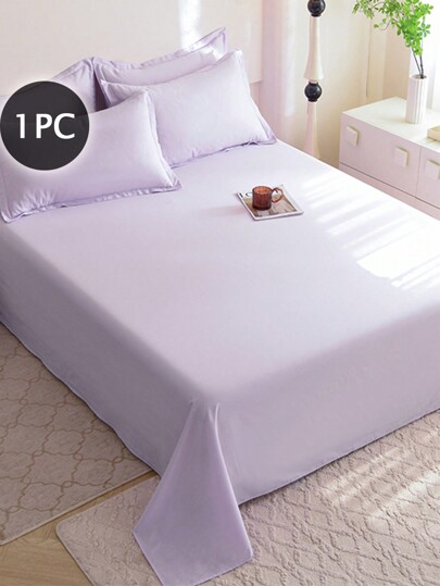 1pc 100% Polyester Lightweight Breathable Solid Color Bedsheet, Modern Blended Fabric Bedroom Bedsheet