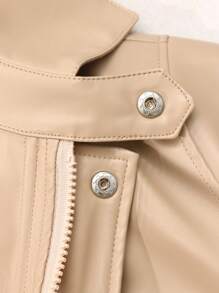 Tween Girl Solid Color Jacket With Pockets, Long Sleeve Fashion Outwear